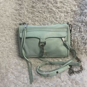 Mint Green Leather Crossbody Bag